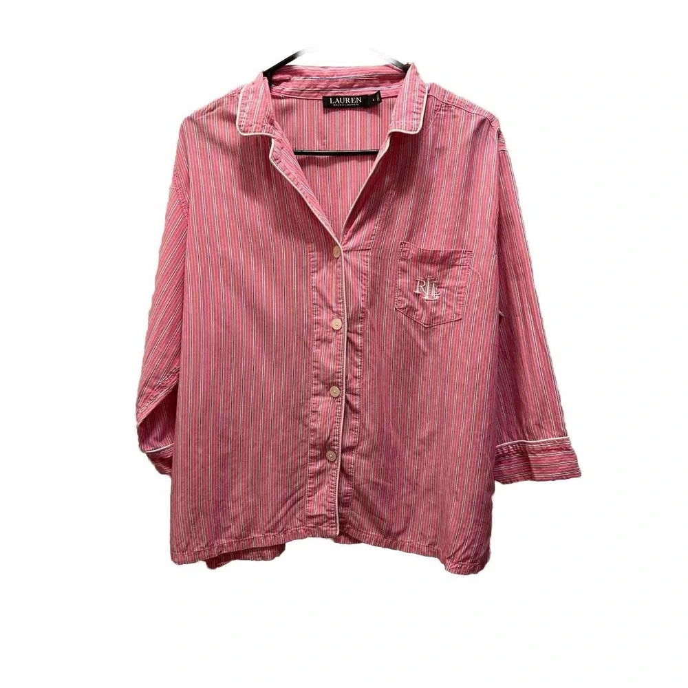 Lauren Ralph Lauren Pajama Top Size L Cozy Sleepy Preppy Comfy